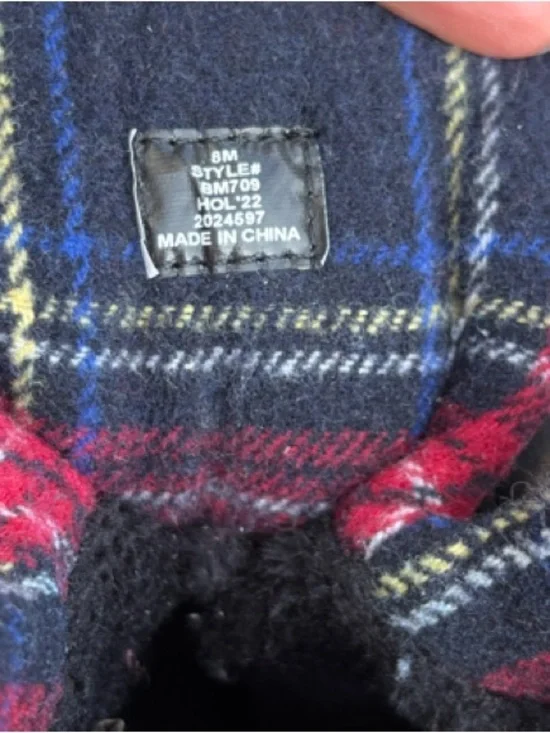 J. Crew Black Duck Boots with Red & Blue Plaid Cuff - Picture 10 of 13